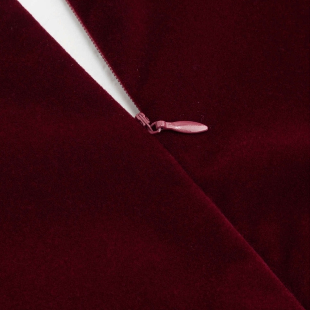 Cider Deep Red Velvet Long Sleeve Dress - Picture 4 of 4